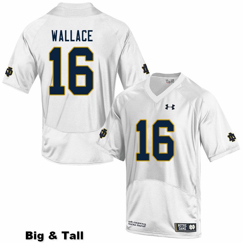 Men's NCAA Notre Dame Fighting Irish #16 KJ Wallace Stitched College Under Armour Authentic White Big & Tall Football Jersey WW10Y27CU